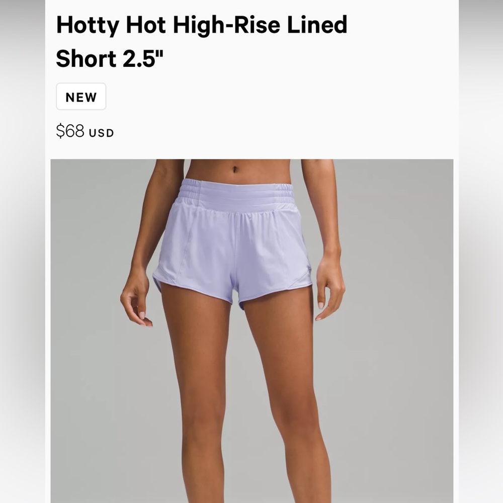 Lululemon Hotty Hot High-Rise 2.5” short size 6